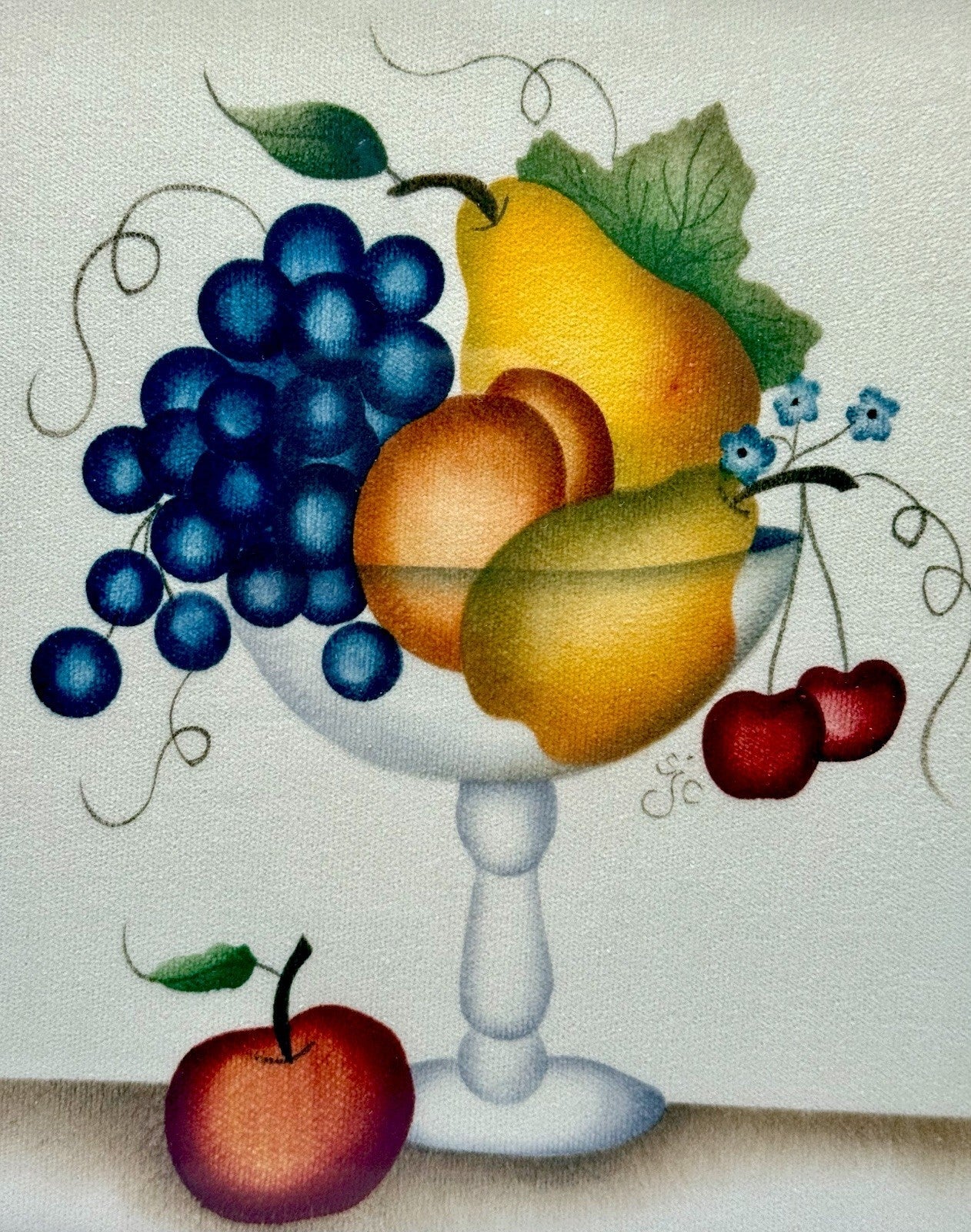 Coldren SJC Theorem on Velvet Fruit in Glass Dish Lititz Lancaster Co. PA Signed - AntiquesEtceteraColdren SJC Theorem on Velvet Fruit in Glass Dish Lititz Lancaster Co. PA SignedOriginal Signed ArtAntiquesEtceteraAntiquesEtcetera