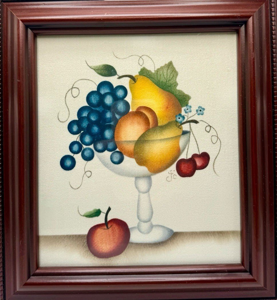 Coldren SJC Theorem on Velvet Fruit in Glass Dish Lititz Lancaster Co. PA Signed - AntiquesEtceteraColdren SJC Theorem on Velvet Fruit in Glass Dish Lititz Lancaster Co. PA SignedOriginal Signed ArtAntiquesEtceteraAntiquesEtcetera