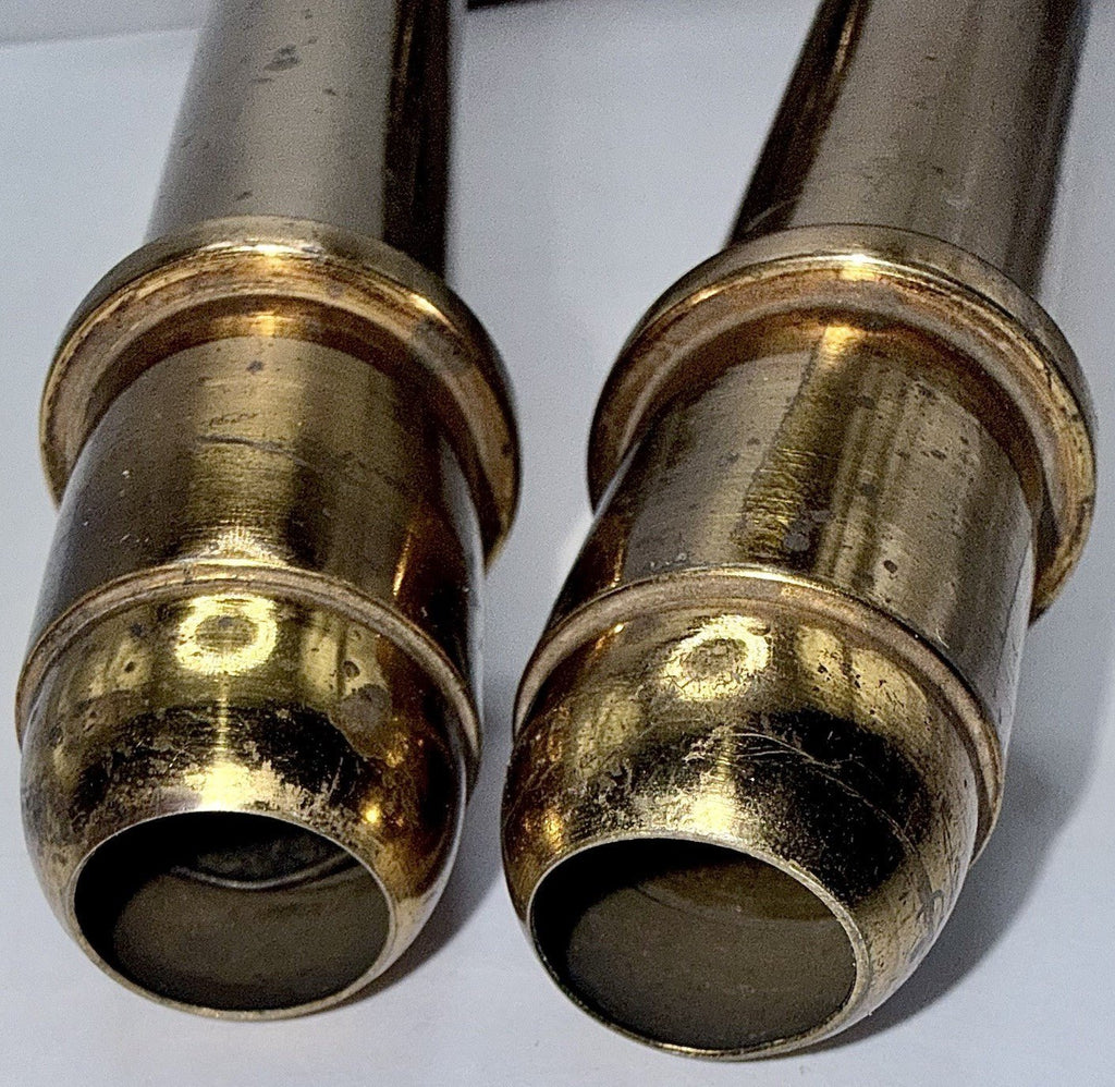 Cornelius & Baker Philadelphia Brass Candlesticks with Emblem & Wax Catcher Base - AntiquesEtceteraCornelius & Baker Philadelphia Brass Candlesticks with Emblem & Wax Catcher BaseAntiquesEtceteraAntiquesEtcetera