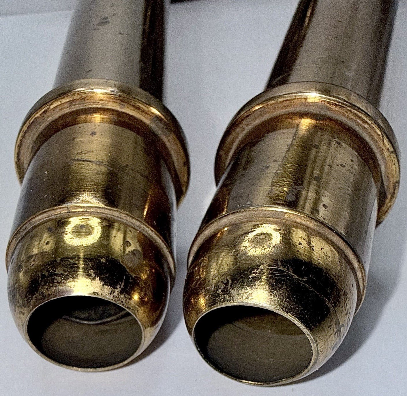 Cornelius & Baker Philadelphia Brass Candlesticks with Emblem & Wax Catcher Base - AntiquesEtceteraCornelius & Baker Philadelphia Brass Candlesticks with Emblem & Wax Catcher BaseAntiquesEtceteraAntiquesEtcetera
