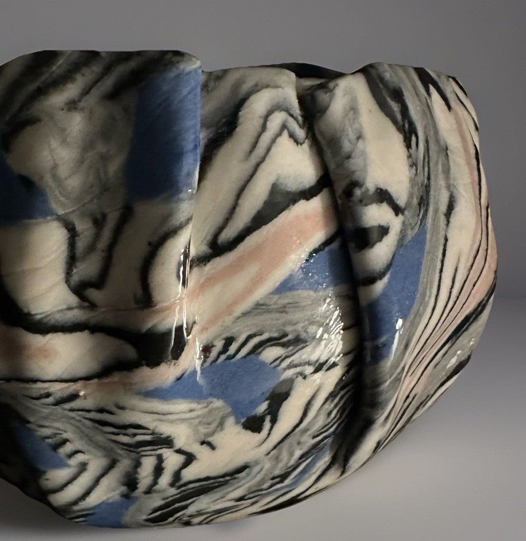Delicate Folded Pottery Rose Bowl Vase Exquisite Unusual OOAK Multicolored Rare - AntiquesEtceteraDelicate Folded Pottery Rose Bowl Vase Exquisite Unusual OOAK Multicolored RareHandcraftedAntiquesEtcetera