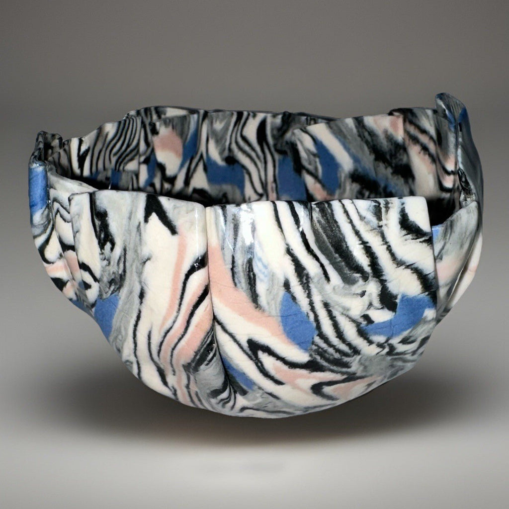 Delicate Folded Pottery Rose Bowl Vase Exquisite Unusual OOAK Multicolored Rare - AntiquesEtceteraDelicate Folded Pottery Rose Bowl Vase Exquisite Unusual OOAK Multicolored RareHandcraftedAntiquesEtcetera