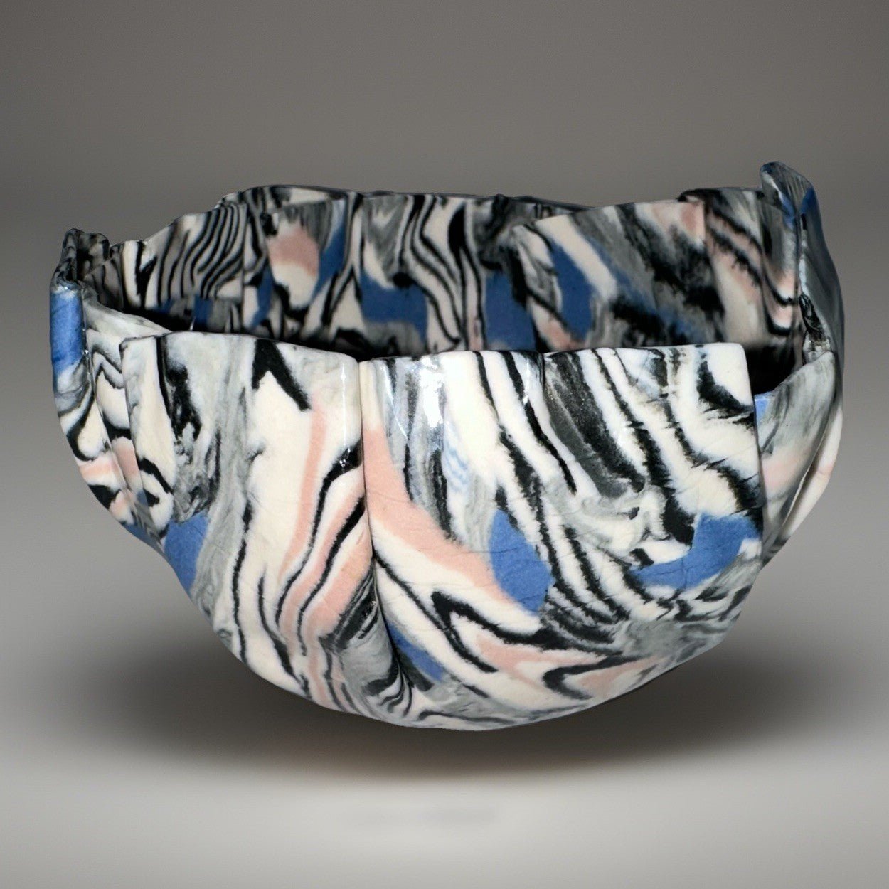Delicate Folded Pottery Rose Bowl Vase Exquisite Unusual OOAK Multicolored Rare - AntiquesEtceteraDelicate Folded Pottery Rose Bowl Vase Exquisite Unusual OOAK Multicolored RareHandcraftedAntiquesEtcetera