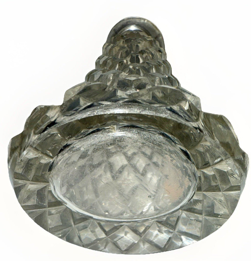 Diamond Point Crystal Perfume Bottle w/ Rose & Scalloped Fans Stopper, Dauber - AntiquesEtceteraDiamond Point Crystal Perfume Bottle w/ Rose & Scalloped Fans Stopper, DauberMade in CzechoslovakiaAntiquesEtcetera