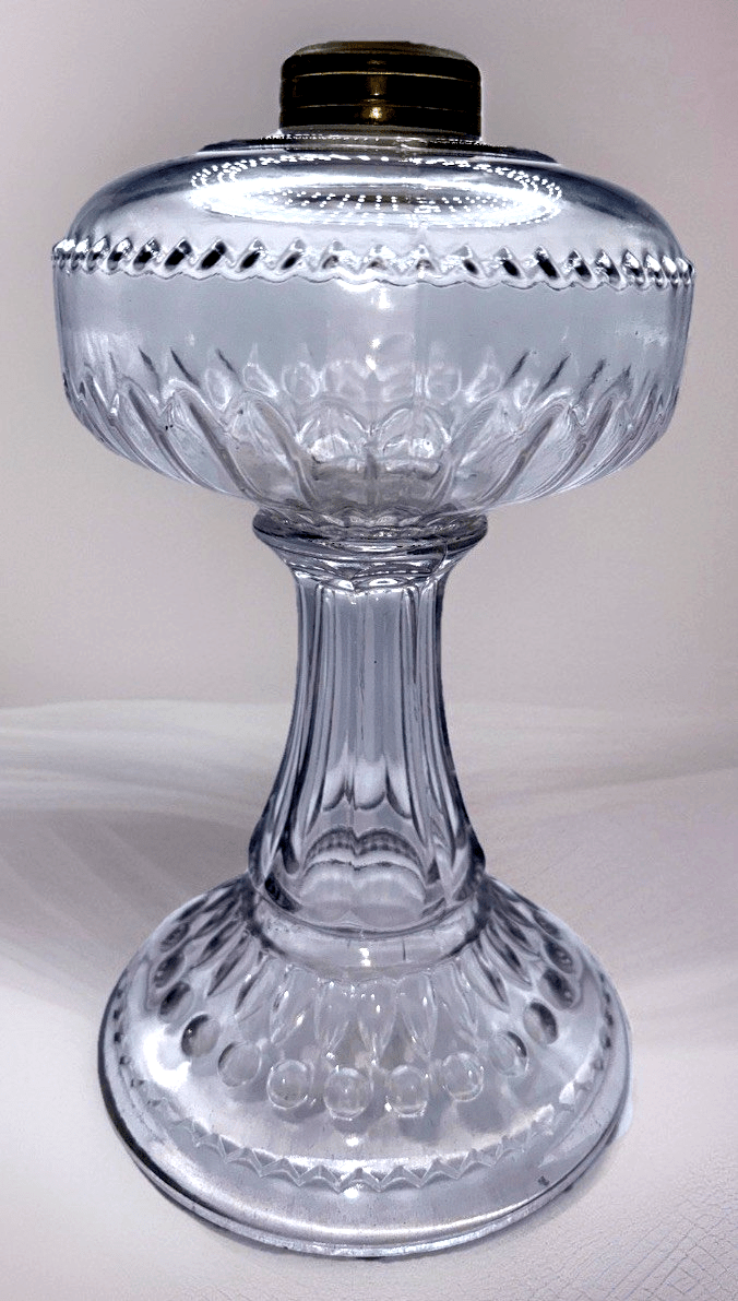 Dogtooth Kerosene Oil Stand Lamp ca 1890 U.S. Glass Thuro Bk 1, 283, Fig G - AntiquesEtceteraDogtooth Kerosene Oil Stand Lamp ca 1890 U.S. Glass Thuro Bk 1, 283, Fig GU.S. GlassAntiquesEtcetera