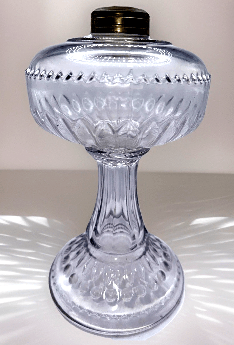 Dogtooth Kerosene Oil Stand Lamp ca 1890 U.S. Glass Thuro Bk 1, 283, Fig G - AntiquesEtceteraDogtooth Kerosene Oil Stand Lamp ca 1890 U.S. Glass Thuro Bk 1, 283, Fig GU.S. GlassAntiquesEtcetera