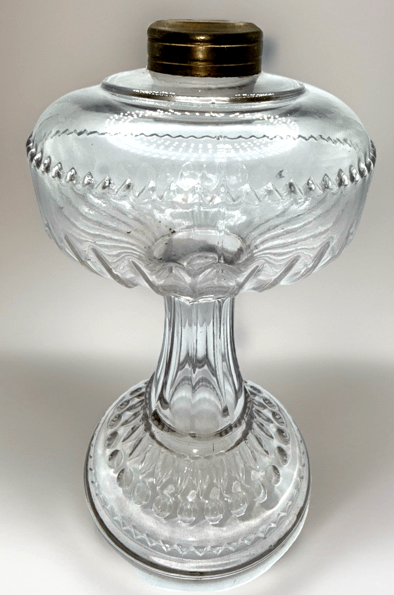 Dogtooth Kerosene Oil Stand Lamp ca 1890 U.S. Glass Thuro Bk 1, 283, Fig G - AntiquesEtceteraDogtooth Kerosene Oil Stand Lamp ca 1890 U.S. Glass Thuro Bk 1, 283, Fig GU.S. GlassAntiquesEtcetera