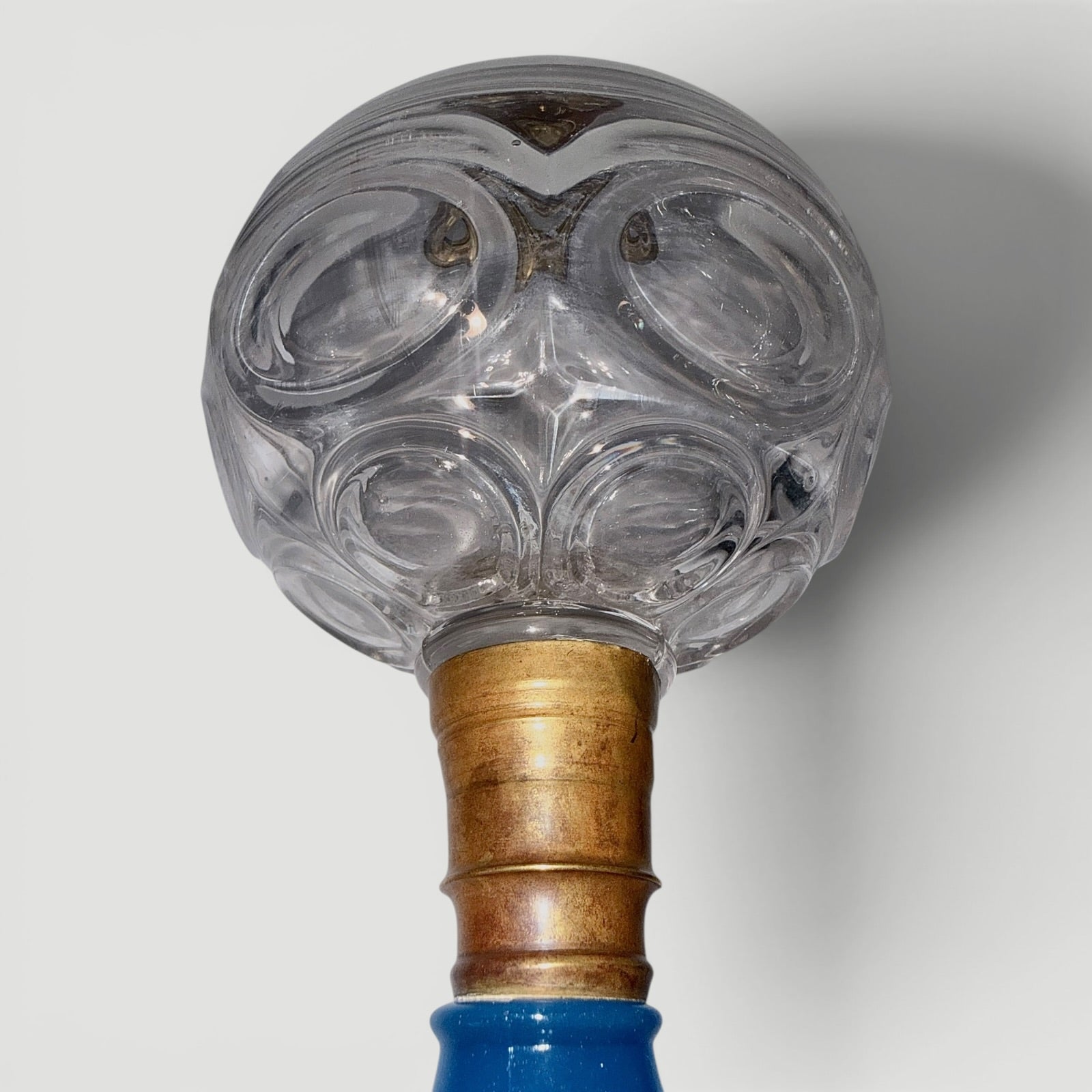 Double Bullseye Kerosene Stand Lamp w/ Clambroth Starch Blue BaseAntiquesEtcetera