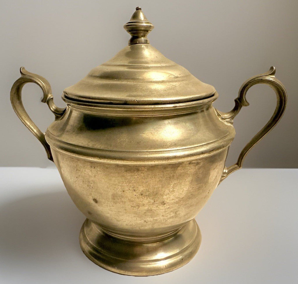 Double Handled Brewster Pewter Sugar Bowl with Lid Signed / Danforth Collection - AntiquesEtceteraDouble Handled Brewster Pewter Sugar Bowl with Lid Signed / Danforth CollectionBrewster PewterAntiquesEtcetera