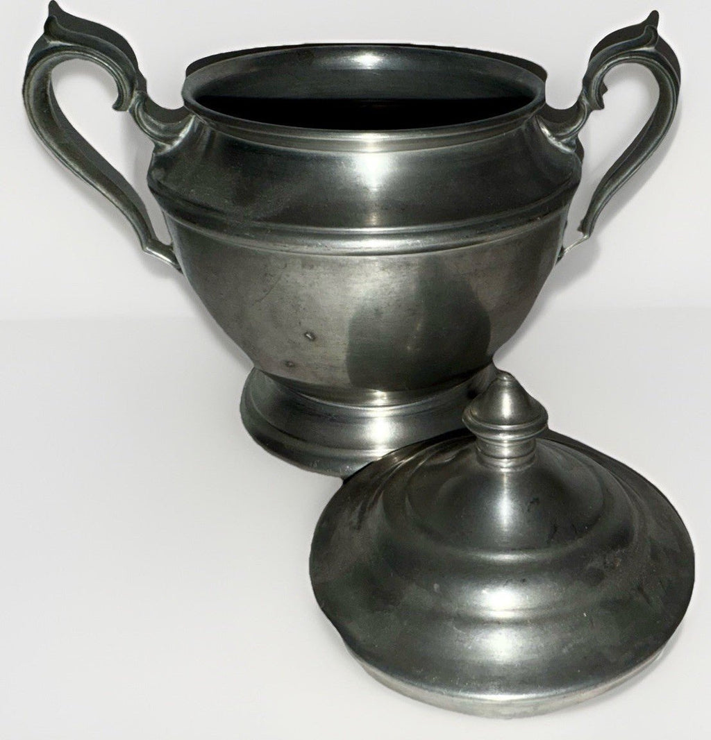 Double Handled Brewster Pewter Sugar Bowl with Lid Signed / Danforth Collection - AntiquesEtceteraDouble Handled Brewster Pewter Sugar Bowl with Lid Signed / Danforth CollectionBrewster PewterAntiquesEtcetera