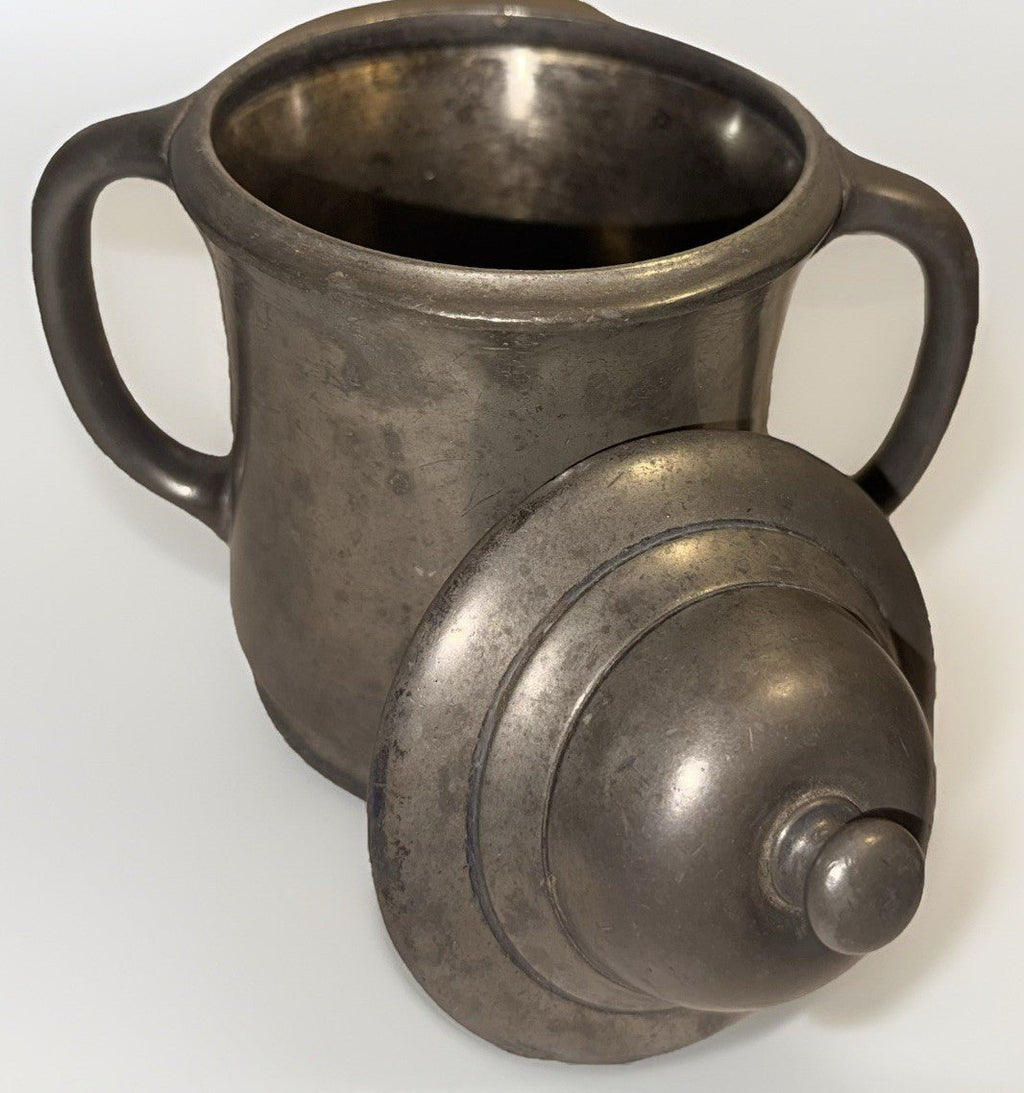 Double Handled Reed & Barton Pewter Sugar Bowl Lid Signed / Danforth Collection - AntiquesEtceteraDouble Handled Reed & Barton Pewter Sugar Bowl Lid Signed / Danforth CollectionReed & BartonAntiquesEtcetera