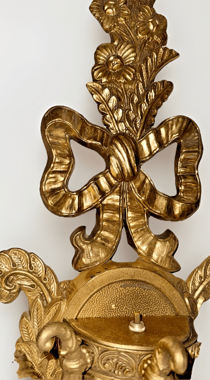 Edwardian Revival 31.25” Wall Sconce 3 - Light Cast Brass Ornate by Crescent BM Co - AntiquesEtceteraEdwardian Revival 31.25” Wall Sconce 3 - Light Cast Brass Ornate by Crescent BM CoAntiquesEtceteraAntiquesEtcetera