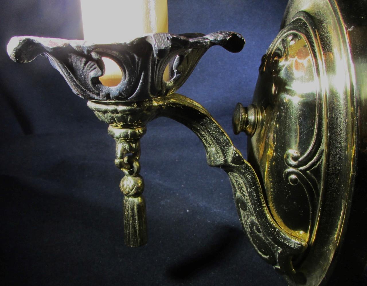 Electrified Candelabra Wall Sconce Gold, Silver Antique Detail Art Deco Tassel - AntiquesEtceteraElectrified Candelabra Wall Sconce Gold, Silver Antique Detail Art Deco TasselAntiquesEtceteraAntiquesEtcetera