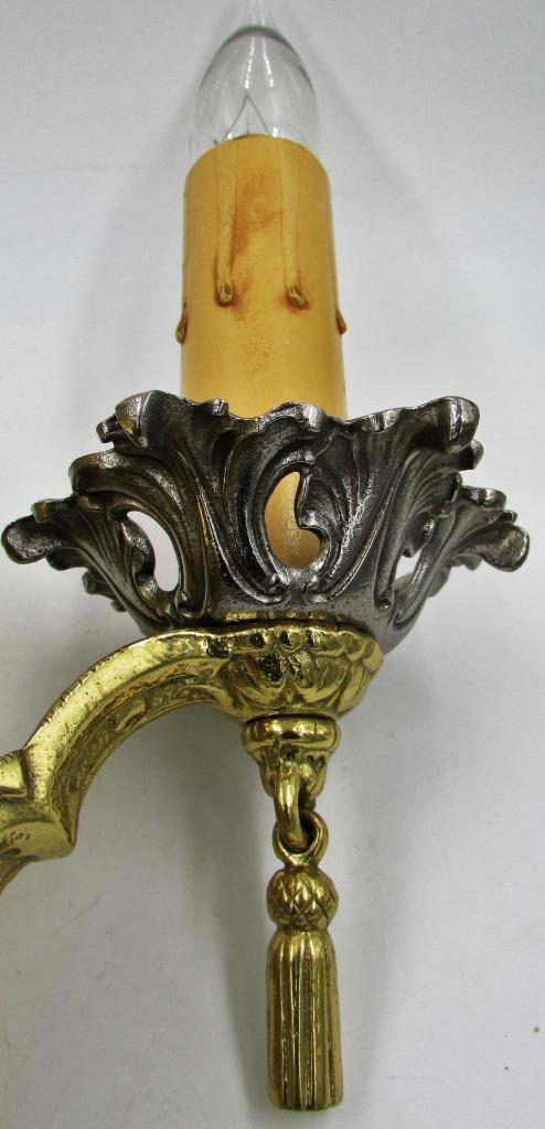Electrified Candelabra Wall Sconce Gold, Silver Antique Detail Art Deco Tassel - AntiquesEtceteraElectrified Candelabra Wall Sconce Gold, Silver Antique Detail Art Deco TasselAntiquesEtceteraAntiquesEtcetera