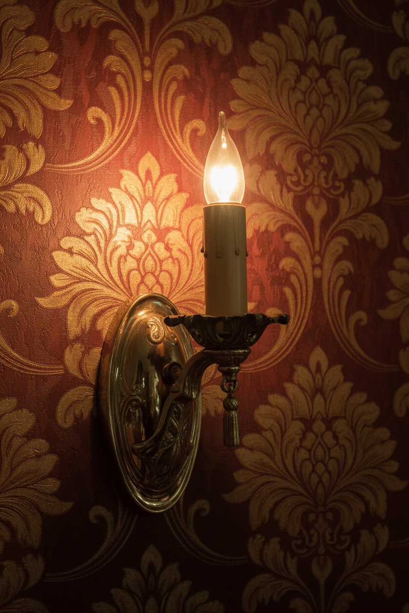 Electrified Candelabra Wall Sconce Gold, Silver Antique Detail Art Deco TasselAntiquesEtcetera