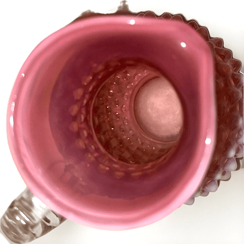 Fenton Opalescent Cranberry Hobnail Glass Creamer Pitcher with Notched Handle - AntiquesEtceteraFenton Opalescent Cranberry Hobnail Glass Creamer Pitcher with Notched HandleFentonAntiquesEtcetera