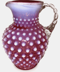Fenton Opalescent Cranberry Hobnail Glass Creamer Pitcher with Notched Handle - AntiquesEtceteraFenton Opalescent Cranberry Hobnail Glass Creamer Pitcher with Notched HandleFentonAntiquesEtcetera
