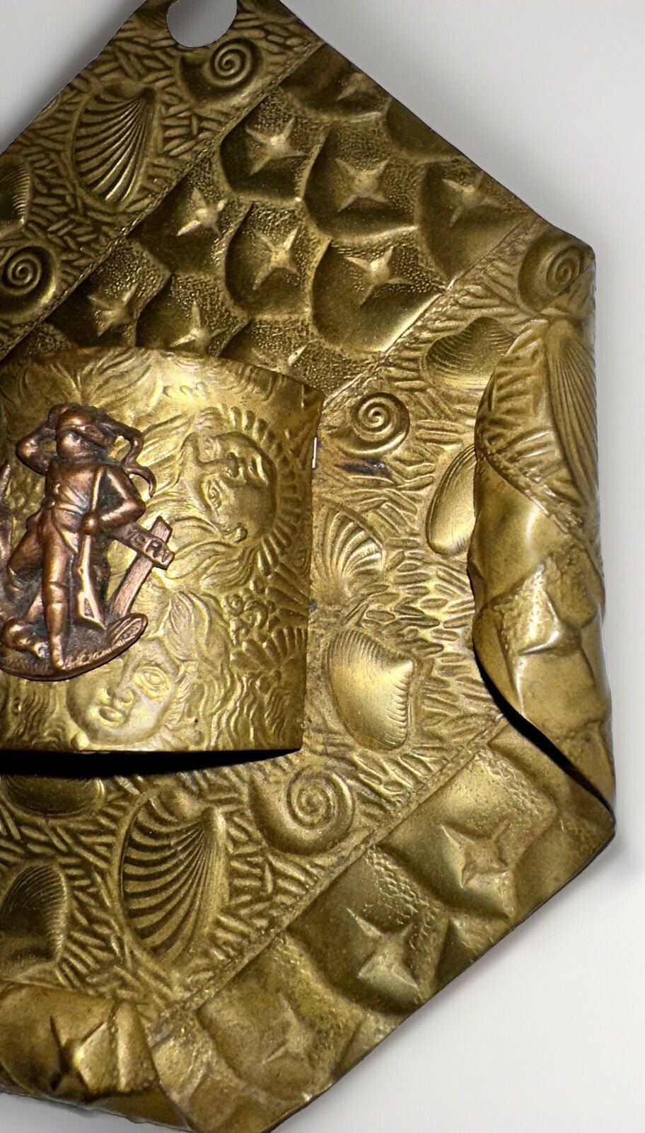 Figural Brass Match Holder Copper Hunter Dog Pheasant Applied Antique Embossing - AntiquesEtceteraFigural Brass Match Holder Copper Hunter Dog Pheasant Applied Antique EmbossingAntiqueAntiquesEtcetera