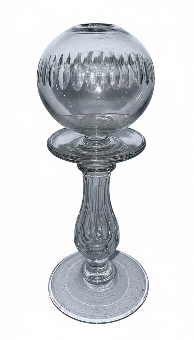 Free Blown Glass Whale Oil Lamp with Cut Font for Cork BurnerAntiquesEtcetera