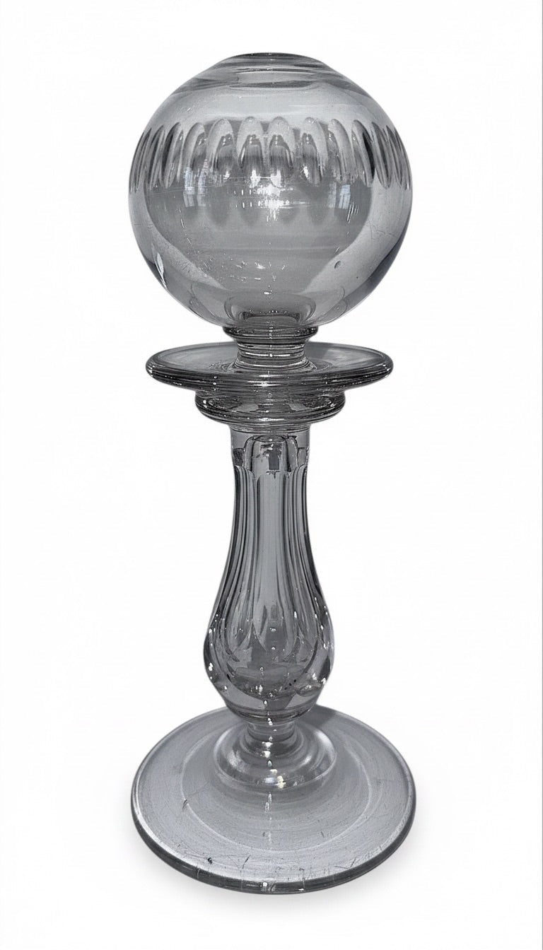 Free Blown Glass Whale Oil Lamp with Cut Font for Cork BurnerAntiquesEtcetera