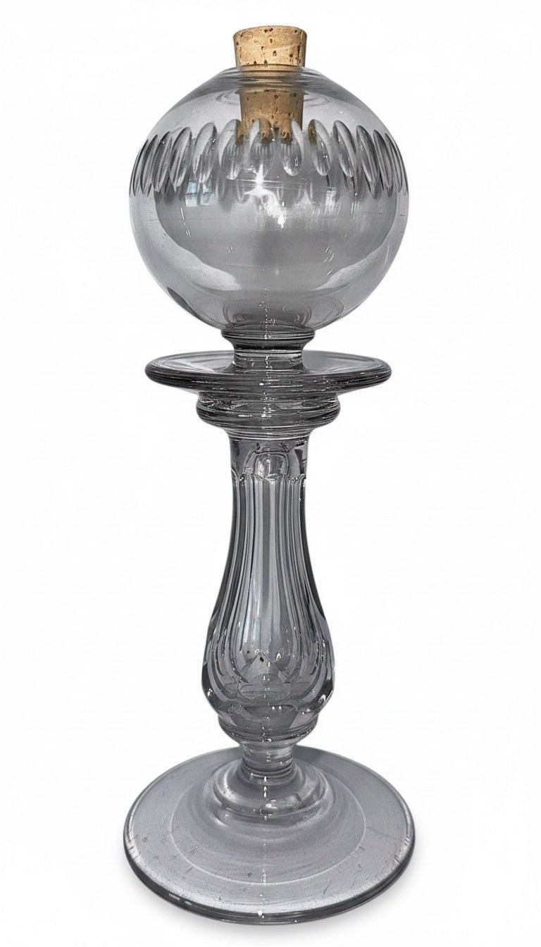Free Blown Glass Whale Oil Lamp with Cut Font for Cork BurnerAntiquesEtcetera