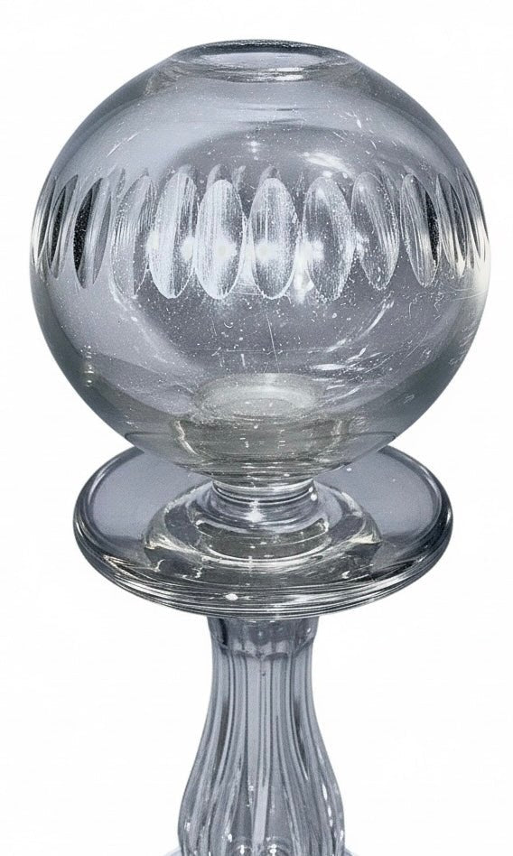 Free Blown Glass Whale Oil Lamp with Cut Font for Cork BurnerAntiquesEtcetera