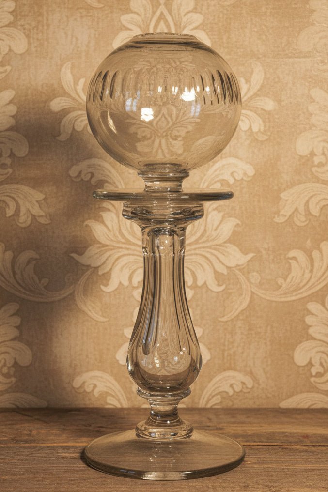 Free Blown Glass Whale Oil Lamp with Cut Font for Cork BurnerAntiquesEtcetera