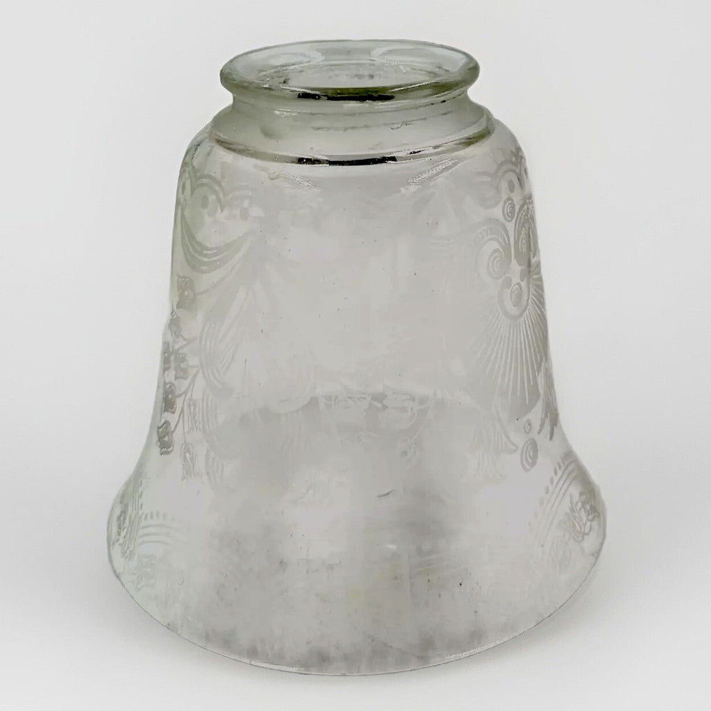 Glass Lamp Shade 2 1/4" Fitter 4 3/8" Bell Stenciled Victorian Botanical Motif - AntiquesEtceteraGlass Lamp Shade 2 1/4" Fitter 4 3/8" Bell Stenciled Victorian Botanical MotifUnbrandedAntiquesEtcetera