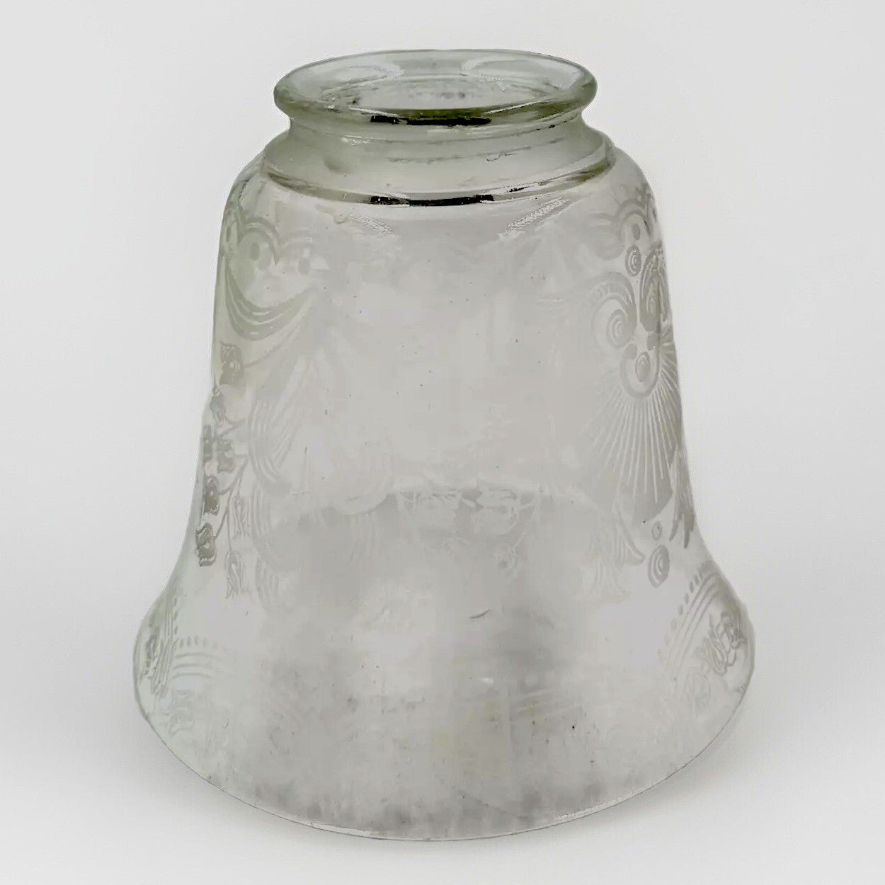 Glass Lamp Shade 2 1/4" Fitter 4 3/8" Bell Stenciled Victorian Botanical Motif - AntiquesEtceteraGlass Lamp Shade 2 1/4" Fitter 4 3/8" Bell Stenciled Victorian Botanical MotifUnbrandedAntiquesEtcetera