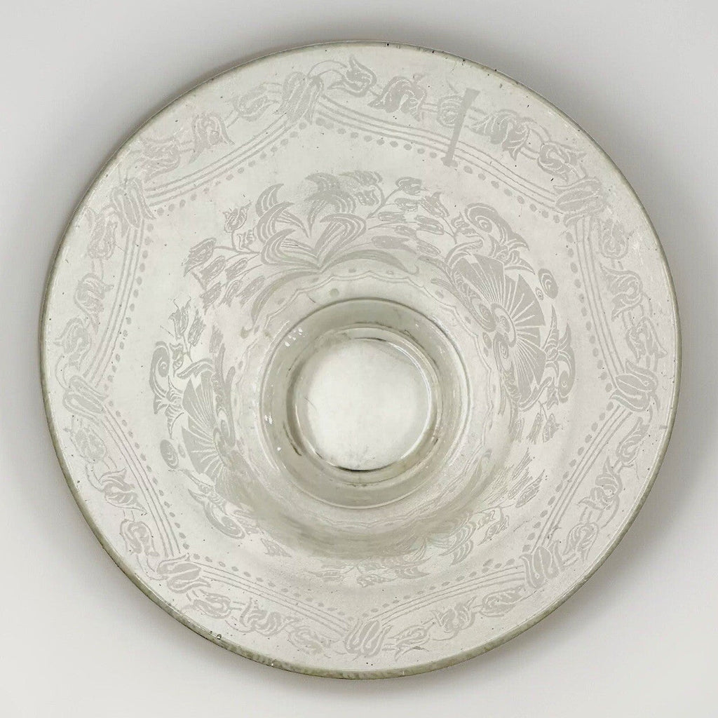 Glass Lamp Shade 2 1/4" Fitter 4 3/8" Bell Stenciled Victorian Botanical Motif - AntiquesEtceteraGlass Lamp Shade 2 1/4" Fitter 4 3/8" Bell Stenciled Victorian Botanical MotifUnbrandedAntiquesEtcetera