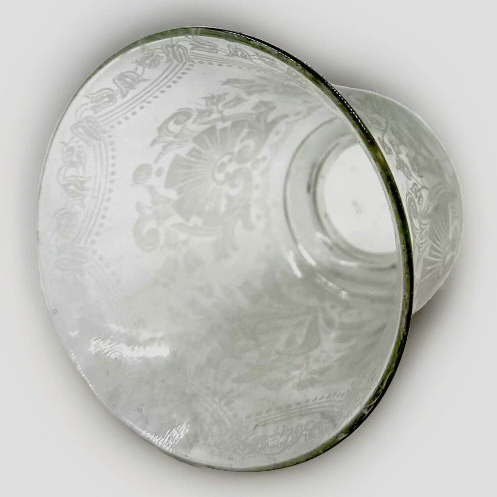 Glass Lamp Shade 2 1/4" Fitter 4 3/8" Bell Stenciled Victorian Botanical Motif - AntiquesEtceteraGlass Lamp Shade 2 1/4" Fitter 4 3/8" Bell Stenciled Victorian Botanical MotifUnbrandedAntiquesEtcetera