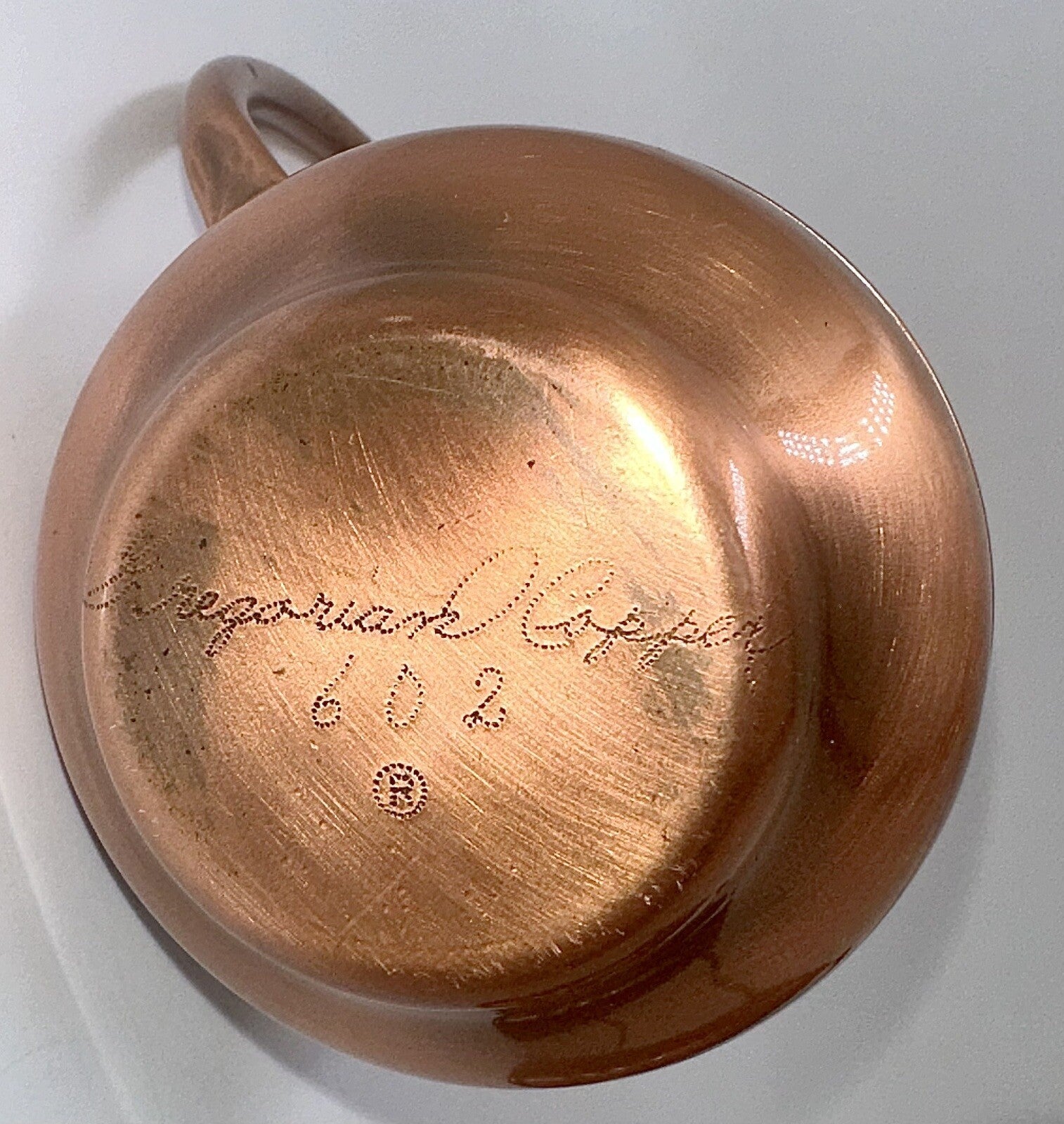 Gregorian Hammered Copper Ewer 7" Sugar Double Handled Vintage Signed - AntiquesEtceteraGregorian Hammered Copper Ewer 7" Sugar Double Handled Vintage SignedGregorianAntiquesEtcetera