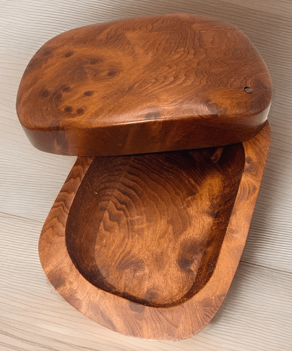 Hand - Carved Signed Doug Muscanell Studio Redwood Burl Trinket Box w/ Swivel Top - AntiquesEtceteraHand - Carved Signed Doug Muscanell Studio Redwood Burl Trinket Box w/ Swivel TopMuscanell STudiosAntiquesEtcetera
