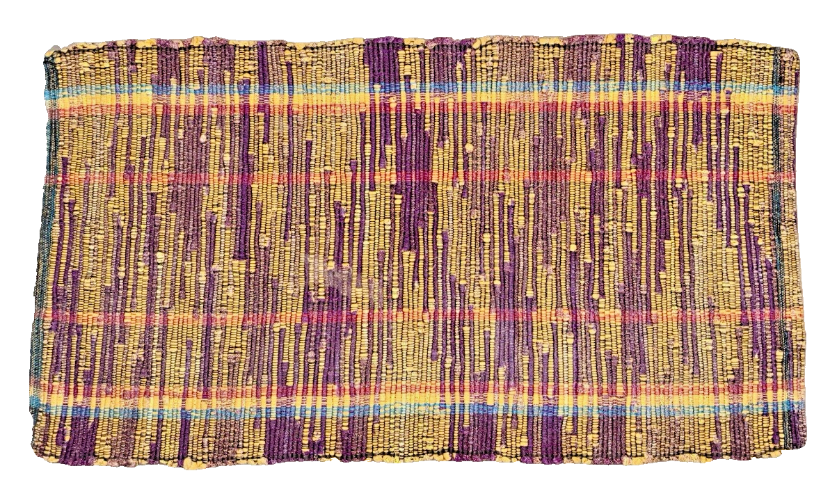 Handwoven Area Rug Multi - Colored 26"x48" Lavender, Cerulean Blue, Goldenrod OOAK - AntiquesEtceteraHandwoven Area Rug Multi - Colored 26"x48" Lavender, Cerulean Blue, Goldenrod OOAKHandmadeAntiquesEtcetera