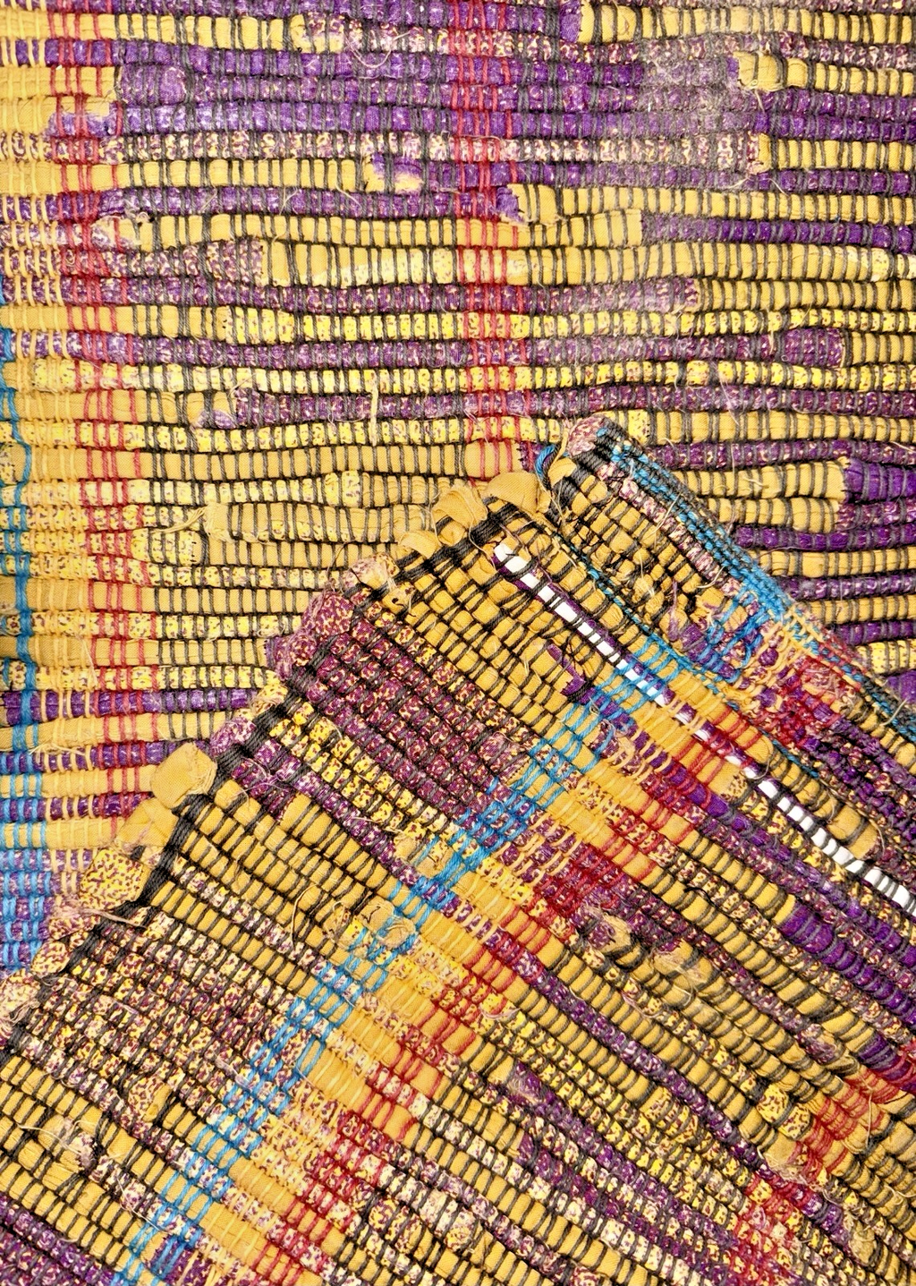 Handwoven Area Rug Multi - Colored 26"x48" Lavender, Cerulean Blue, Goldenrod OOAK - AntiquesEtceteraHandwoven Area Rug Multi - Colored 26"x48" Lavender, Cerulean Blue, Goldenrod OOAKHandmadeAntiquesEtcetera