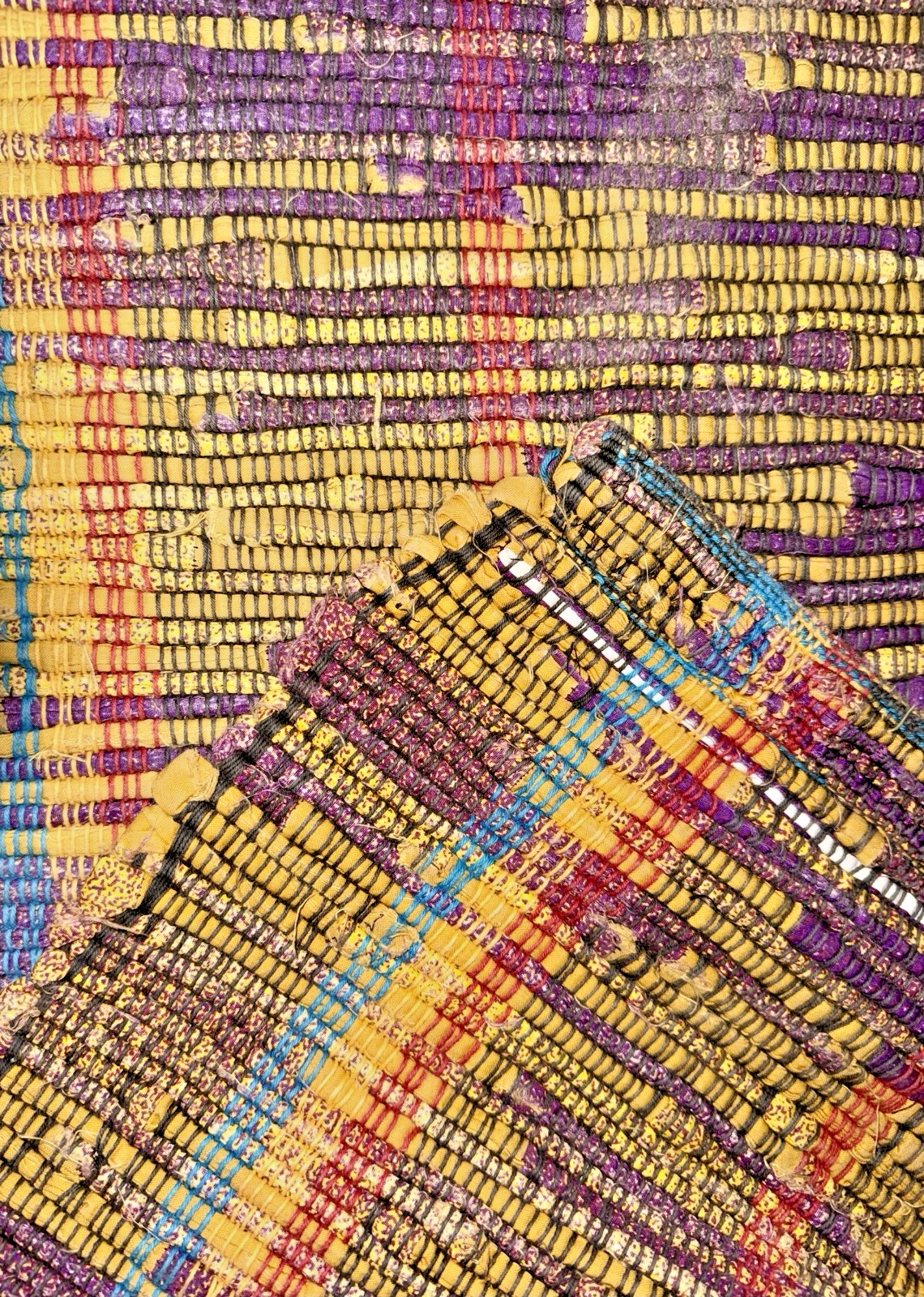 Handwoven Area Rug Multi - Colored 26"x48" Lavender, Cerulean Blue, Goldenrod OOAK - AntiquesEtceteraHandwoven Area Rug Multi - Colored 26"x48" Lavender, Cerulean Blue, Goldenrod OOAKHandmadeAntiquesEtcetera