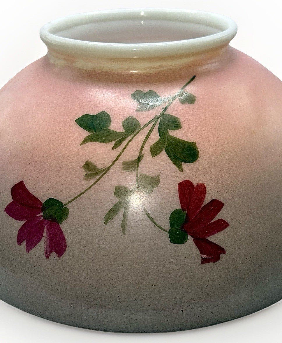 Hanging Oil Kerosene Lamp Shade Pansy Motif Opal Glass for 14" Fitter - Antique - AntiquesEtceteraHanging Oil Kerosene Lamp Shade Pansy Motif Opal Glass for 14" Fitter - AntiqueAntique LightingAntiquesEtceteraAntiquesEtcetera