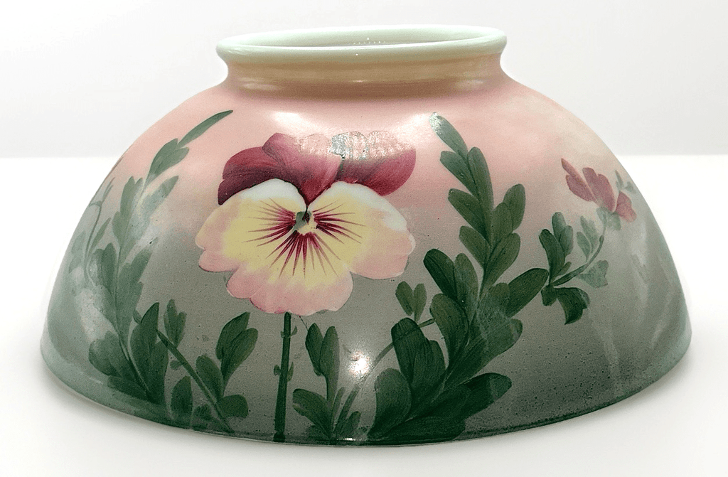 Hanging Oil Kerosene Lamp Shade Pansy Motif Opal Glass for 14" Fitter - Antique - AntiquesEtceteraHanging Oil Kerosene Lamp Shade Pansy Motif Opal Glass for 14" Fitter - AntiqueAntique LightingAntiquesEtceteraAntiquesEtcetera