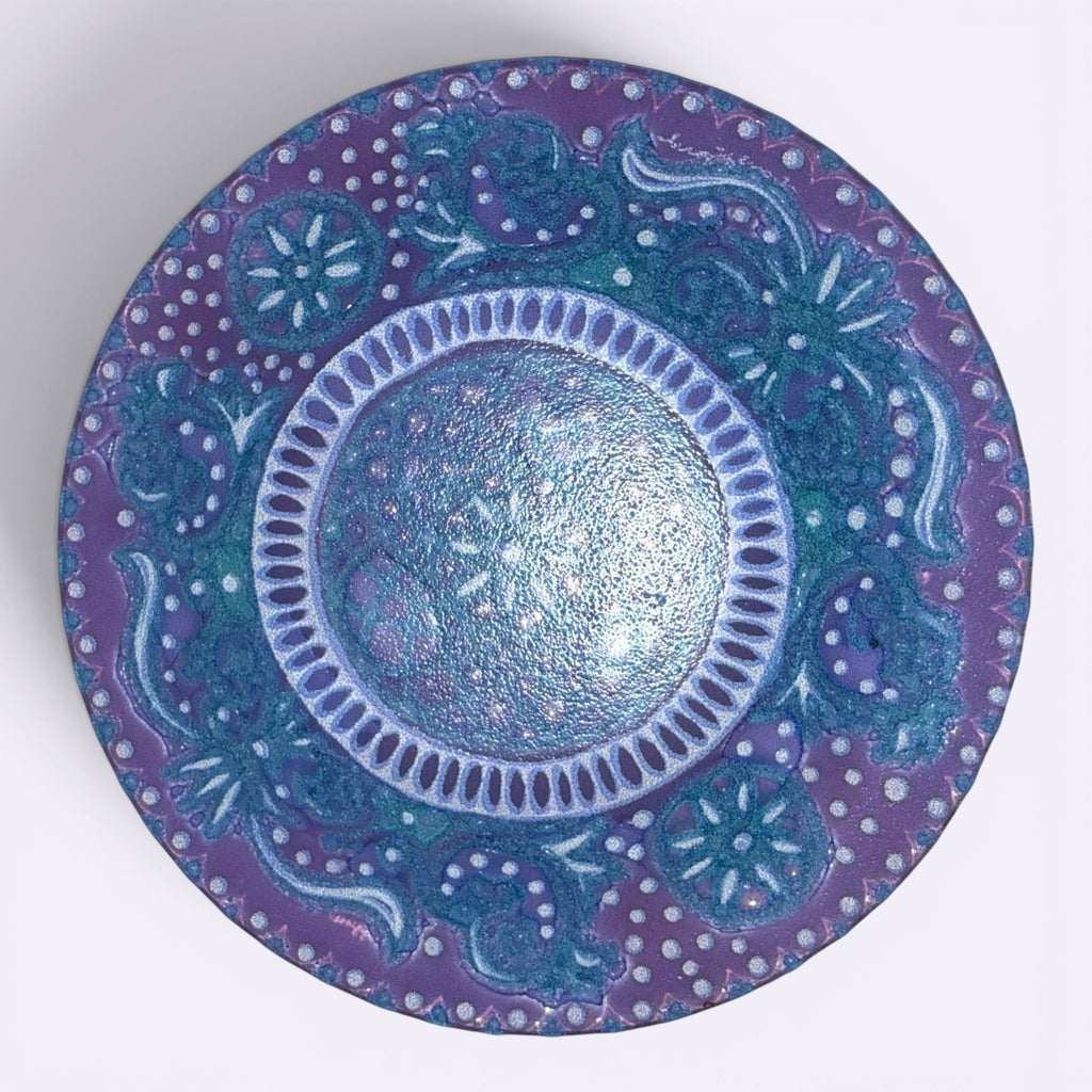 Higgins Fused Art Glass 8 3/8" Luncheon Plates Both Signed Set / 2 ComplementingAntiquesEtcetera