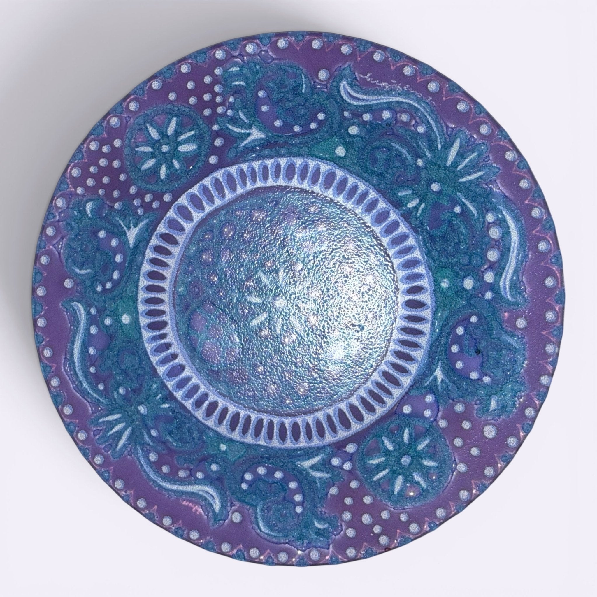Higgins Fused Art Glass 8 3/8" Luncheon Plates Both Signed Set / 2 ComplementingAntiquesEtcetera