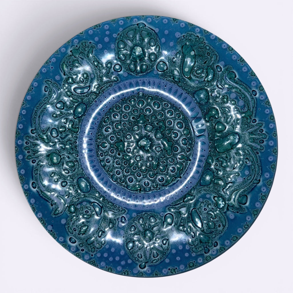 Higgins Fused Art Glass 8 3/8" Luncheon Plates Both Signed Set / 2 ComplementingAntiquesEtcetera