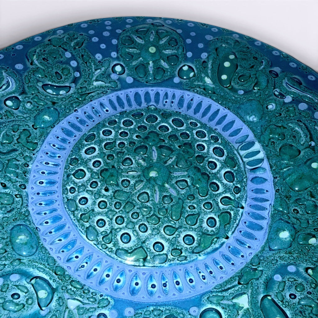 Higgins Fused Art Glass 8 3/8" Luncheon Plates Both Signed Set / 2 ComplementingAntiquesEtcetera