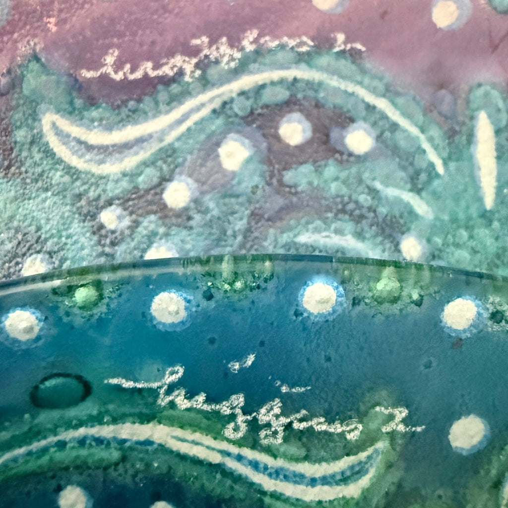 Higgins Fused Art Glass 8 3/8" Luncheon Plates Both Signed Set / 2 ComplementingAntiquesEtcetera
