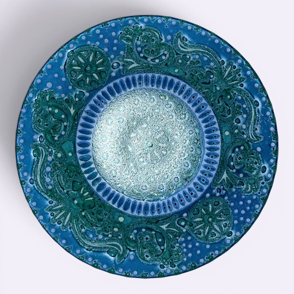 Higgins Fused Art Glass 8 3/8" Luncheon Plates Both Signed Set / 2 ComplementingAntiquesEtcetera