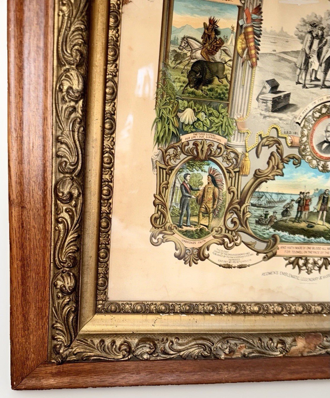 IMPROVED ORDER OF RED MEN 28 x 34" Lithograph HUGE Ornate Antique Frame 1890 CR - AntiquesEtceteraIMPROVED ORDER OF RED MEN 28 x 34" Lithograph HUGE Ornate Antique Frame 1890 CRAntiquesEtceteraAntiquesEtcetera