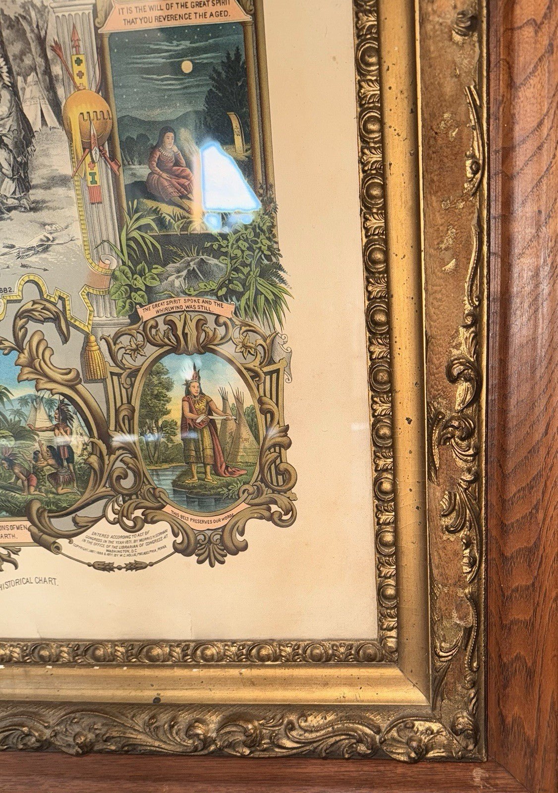 IMPROVED ORDER OF RED MEN 28 x 34" Lithograph HUGE Ornate Antique Frame 1890 CR - AntiquesEtceteraIMPROVED ORDER OF RED MEN 28 x 34" Lithograph HUGE Ornate Antique Frame 1890 CRAntiquesEtceteraAntiquesEtcetera