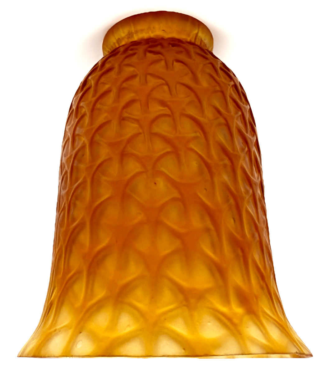 Iridescent Amber Glass Celtic Lamp Shade 6" High Lovely Rare Geometric Pattern - AntiquesEtceteraIridescent Amber Glass Celtic Lamp Shade 6" High Lovely Rare Geometric PatternUnbrandedAntiquesEtcetera