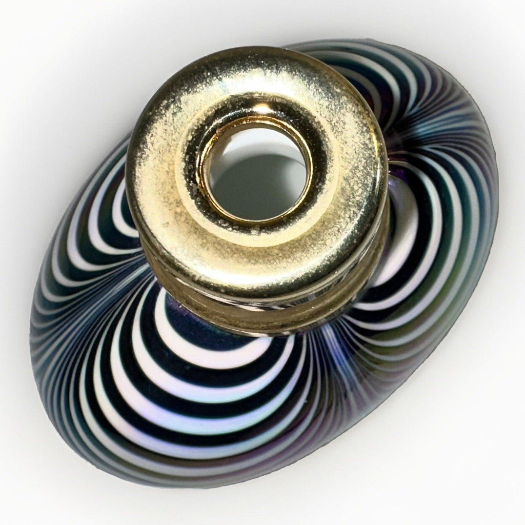 Iridescent Art Glass Perfume Atomizer Vibrant Peacock / Pulled Feather Motif - AntiquesEtceteraIridescent Art Glass Perfume Atomizer Vibrant Peacock / Pulled Feather MotifAntiquesEtceteraAntiquesEtcetera