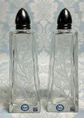 I.W. Rice Hand Cut Glass Salt & Pepper Shaker Set Floral Motif Japan Import Vtg.AntiquesEtcetera