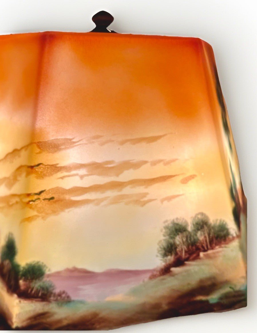 Jefferson Table Lamp with Rare Hexagonal Reverse Painted Shade Arts & Crafts Era - AntiquesEtceteraJefferson Table Lamp with Rare Hexagonal Reverse Painted Shade Arts & Crafts EraAntique LightingAntiquesEtceteraAntiquesEtcetera